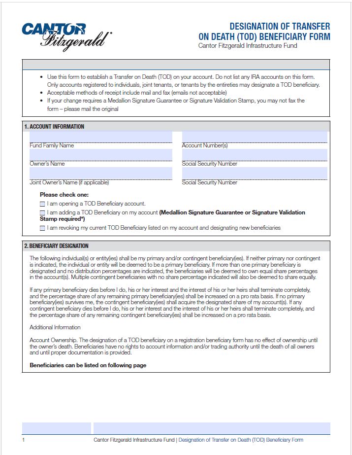 Feature image for Designation of Transfer on Death Beneficiary Form